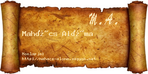 Mahács Alóma névjegykártya